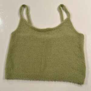 Kendall and Kylie Green fuzzy cropped tank top
